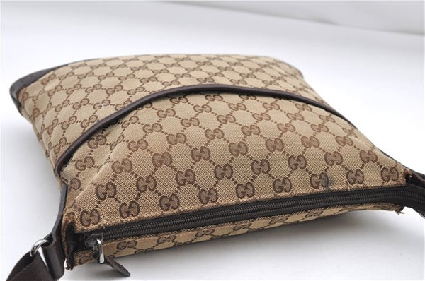 Authentic GUCCI Shoulder Cross Body Bag GG Canvas Leather 145857 Brown 9000D