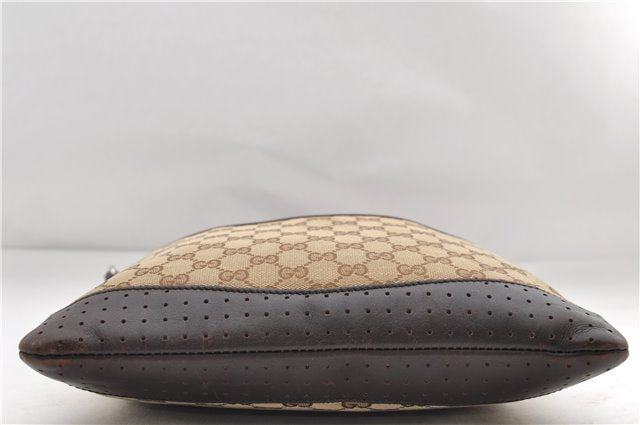Authentic GUCCI Shoulder Cross Body Bag GG Canvas Leather 145857 Brown 9000D