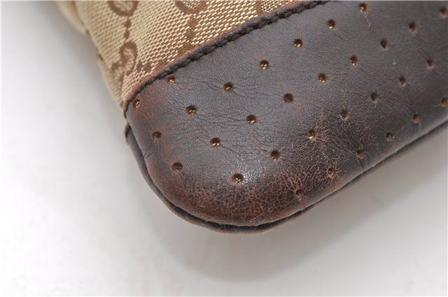 Authentic GUCCI Shoulder Cross Body Bag GG Canvas Leather 145857 Brown 9000D