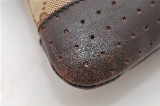 Authentic GUCCI Shoulder Cross Body Bag GG Canvas Leather 145857 Brown 9000D