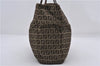 Authentic FENDI Zucchino Tote Hand Bag Purse Canvas Leather Brown 9001D