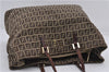 Authentic FENDI Zucchino Tote Hand Bag Purse Canvas Leather Brown 9001D