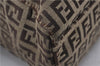 Authentic FENDI Zucchino Tote Hand Bag Purse Canvas Leather Brown 9001D