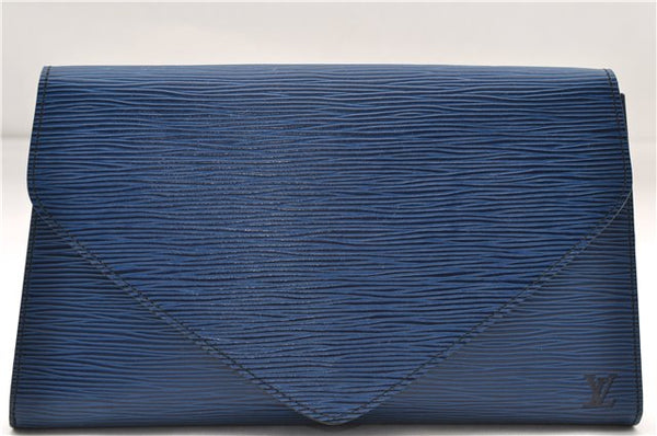 Authentic Louis Vuitton Epi Arts Deco Clutch Bag Blue M52635 LV 9014D