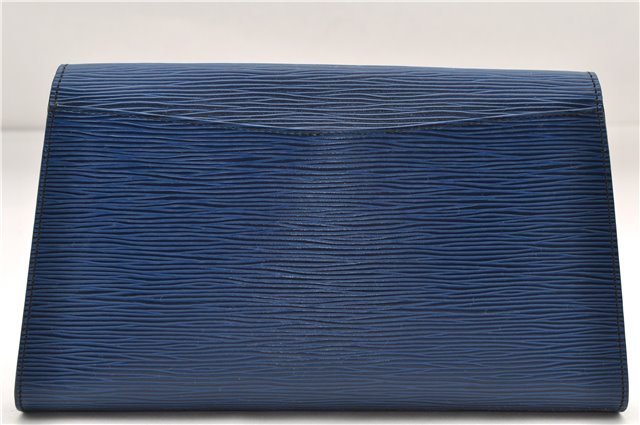 Authentic Louis Vuitton Epi Arts Deco Clutch Bag Blue M52635 LV 9014D