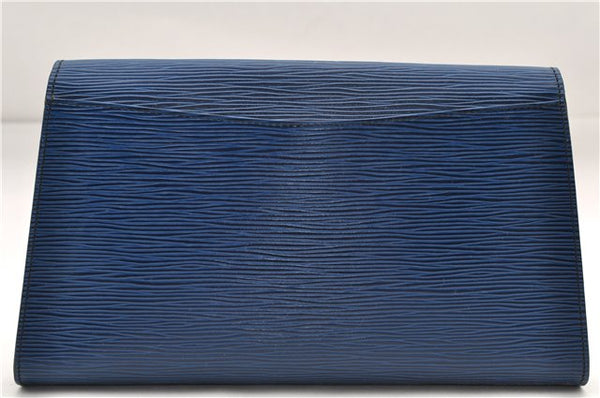 Authentic Louis Vuitton Epi Arts Deco Clutch Bag Blue M52635 LV 9014D