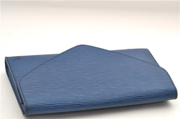 Authentic Louis Vuitton Epi Arts Deco Clutch Bag Blue M52635 LV 9014D