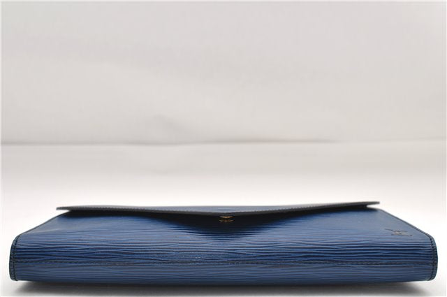 Authentic Louis Vuitton Epi Arts Deco Clutch Bag Blue M52635 LV 9014D