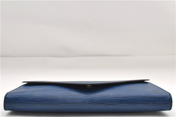 Authentic Louis Vuitton Epi Arts Deco Clutch Bag Blue M52635 LV 9014D