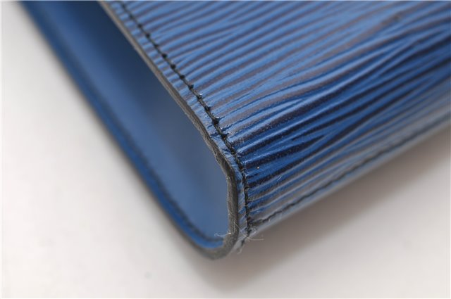 Authentic Louis Vuitton Epi Arts Deco Clutch Bag Blue M52635 LV 9014D