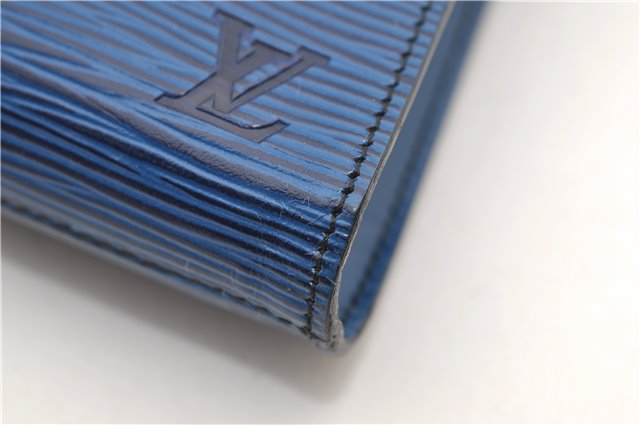 Authentic Louis Vuitton Epi Arts Deco Clutch Bag Blue M52635 LV 9014D