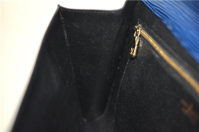 Authentic Louis Vuitton Epi Arts Deco Clutch Bag Blue M52635 LV 9014D