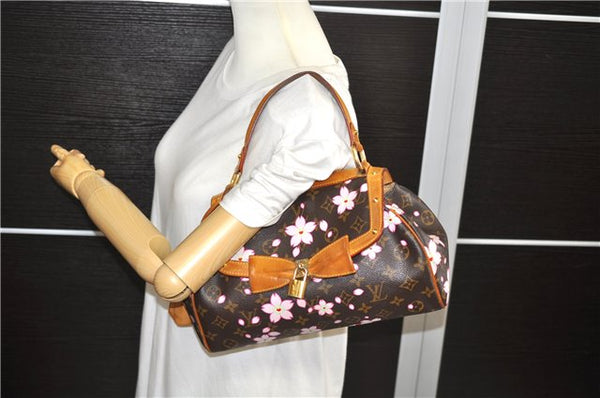 Auth Louis Vuitton Monogram Cherry Blossom Sac Retro PM Hand Bag M92012 LV 9016C