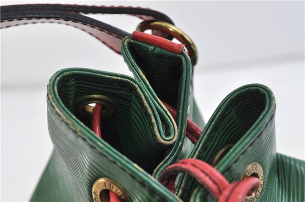 Auth Louis Vuitton Epi Petit Noe Bi-color Green x Red M44147 Shoulder Bag 9017C