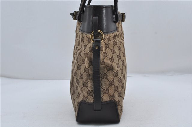 Authentic GUCCI Shoulder Hand Bag Purse GG Canvas Leather 107757 Brown 9018D