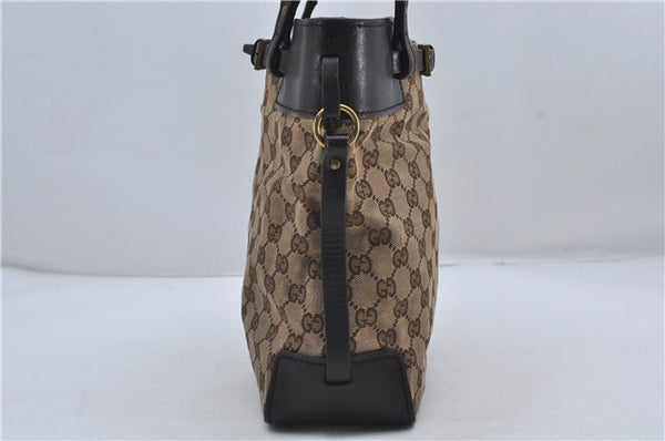 Authentic GUCCI Shoulder Hand Bag Purse GG Canvas Leather 107757 Brown 9018D