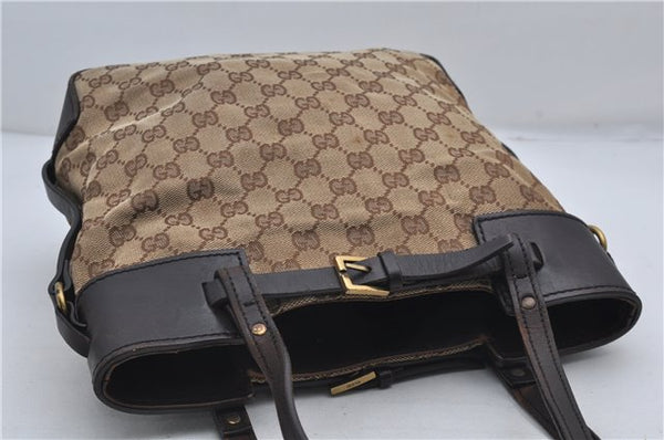 Authentic GUCCI Shoulder Hand Bag Purse GG Canvas Leather 107757 Brown 9018D