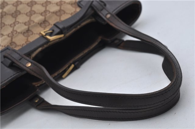 Authentic GUCCI Shoulder Hand Bag Purse GG Canvas Leather 107757 Brown 9018D