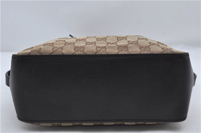 Authentic GUCCI Shoulder Hand Bag Purse GG Canvas Leather 107757 Brown 9018D