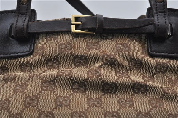 Authentic GUCCI Shoulder Hand Bag Purse GG Canvas Leather 107757 Brown 9018D