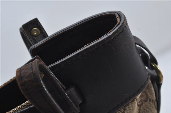 Authentic GUCCI Shoulder Hand Bag Purse GG Canvas Leather 107757 Brown 9018D