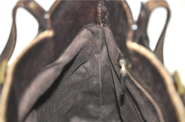 Authentic GUCCI Shoulder Hand Bag Purse GG Canvas Leather 107757 Brown 9018D