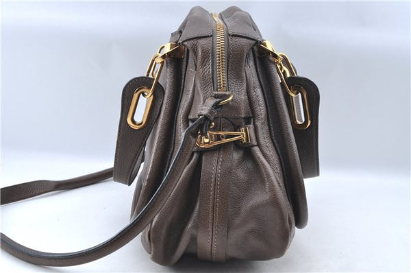 Authentic Chloe Paraty 2Way Shoulder Hand Bag Purse Leather Brown 9020D