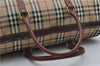 Authentic Burberrys Nova Check 2Way Travel Boston Bag PVC Leather Beige 9022D