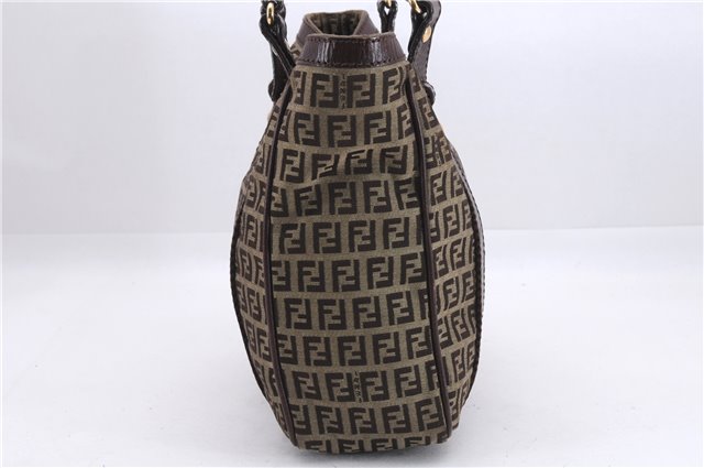 Authentic FENDI Zucchino Shoulder Hand Bag Purse Canvas Leather Brown 9026D