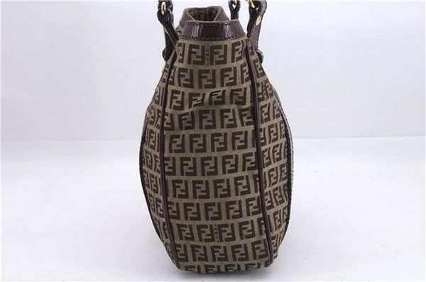 Authentic FENDI Zucchino Shoulder Hand Bag Purse Canvas Leather Brown 9026D