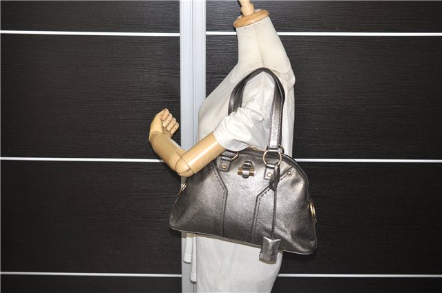 Authentic YVES SAINT LAURENT Muse Shoulder Hand Bag Leather 156465 Gray 9027D