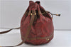 Authentic GUCCI Rigate Line Shoulder Cross Body Bag Canvas Leather Red 9033C