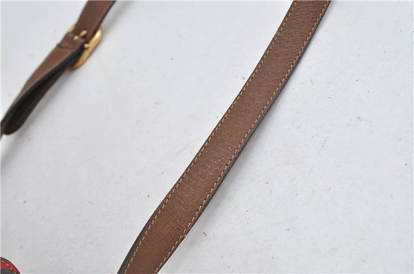 Authentic GUCCI Rigate Line Shoulder Cross Body Bag Canvas Leather Red 9033C