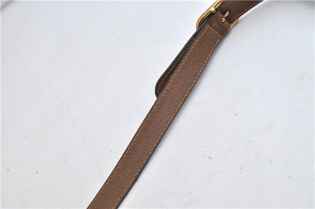 Authentic GUCCI Rigate Line Shoulder Cross Body Bag Canvas Leather Red 9033C