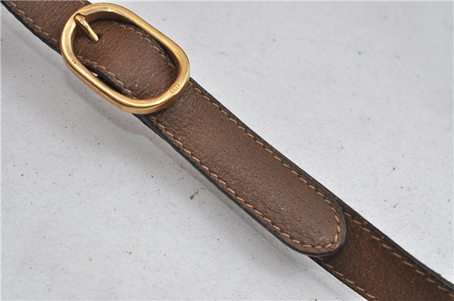 Authentic GUCCI Rigate Line Shoulder Cross Body Bag Canvas Leather Red 9033C