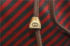 Authentic GUCCI Rigate Line Shoulder Cross Body Bag Canvas Leather Red 9033C