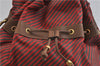 Authentic GUCCI Rigate Line Shoulder Cross Body Bag Canvas Leather Red 9033C