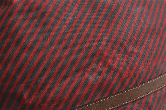 Authentic GUCCI Rigate Line Shoulder Cross Body Bag Canvas Leather Red 9033C