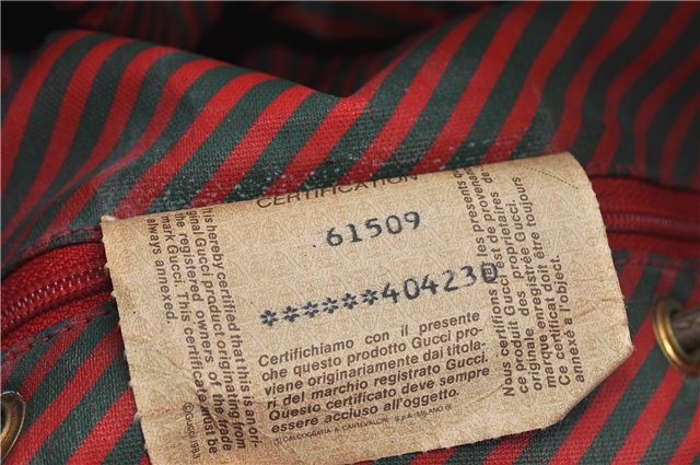 Authentic GUCCI Rigate Line Shoulder Cross Body Bag Canvas Leather Red 9033C