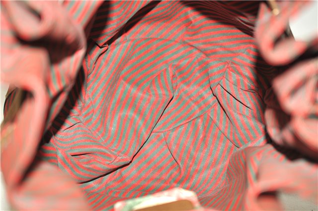 Authentic GUCCI Rigate Line Shoulder Cross Body Bag Canvas Leather Red 9033C