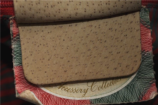 Authentic GUCCI Rigate Line Shoulder Cross Body Bag Canvas Leather Red 9033C