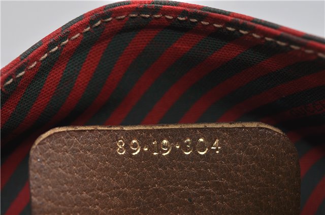 Authentic GUCCI Rigate Line Shoulder Cross Body Bag Canvas Leather Red 9033C