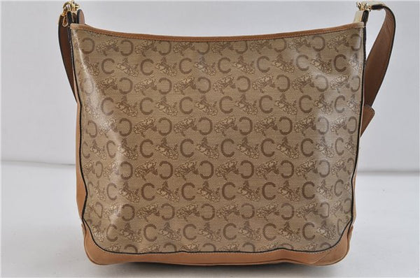 Authentic CELINE C Macadam Blason Shoulder Cross Bag PVC Leather Beige 9034C