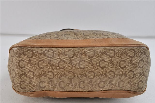 Authentic CELINE C Macadam Blason Shoulder Cross Bag PVC Leather Beige 9034C