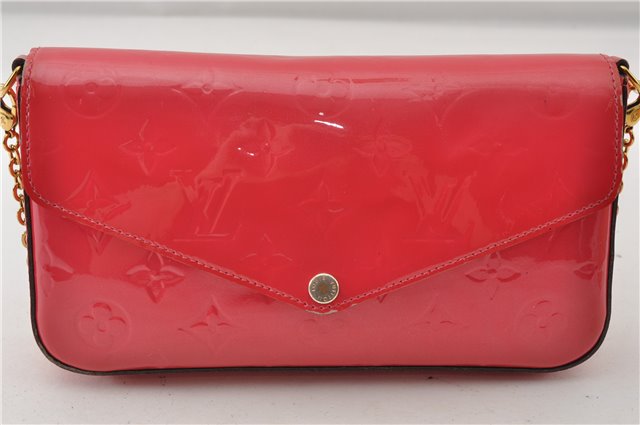 Authentic Louis Vuitton Vernis Pochette Felicie Shoulder Bag M61787 Pink 9036F