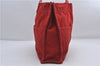 Authentic HERMES Deauville MM Hand Tote Bag Canvas Red 9038D