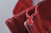 Authentic HERMES Deauville MM Hand Tote Bag Canvas Red 9038D