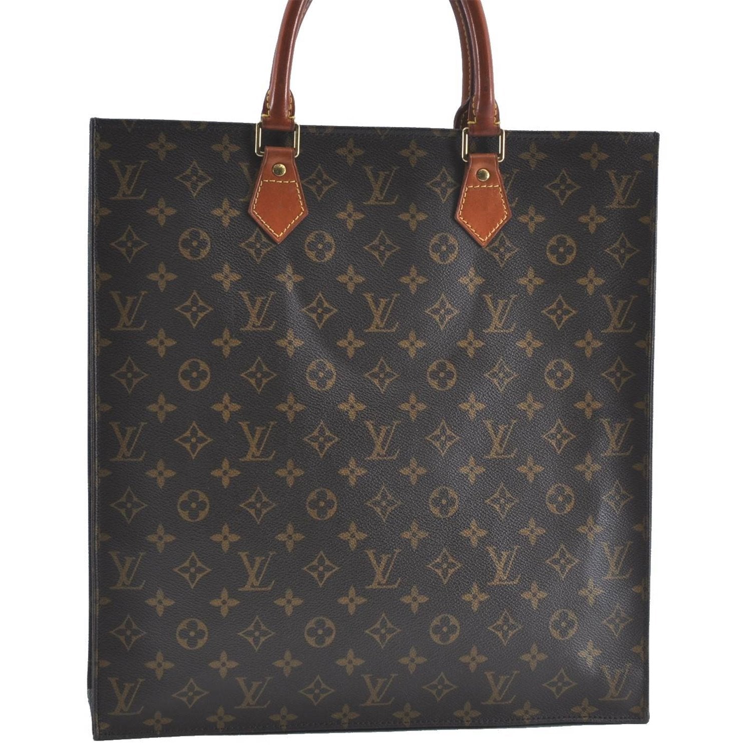 Authentic Louis Vuitton Monogram Sac Plat Hand Bag M51140 LV 9039B