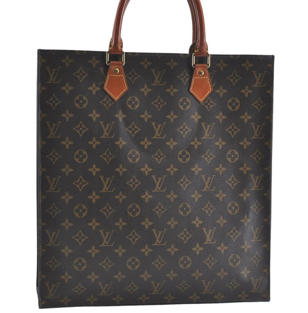 Authentic Louis Vuitton Monogram Sac Plat Hand Bag M51140 LV 9039B