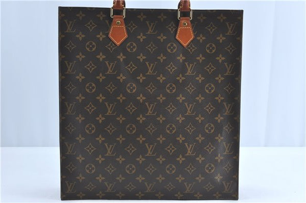 Authentic Louis Vuitton Monogram Sac Plat Hand Bag M51140 LV 9039B